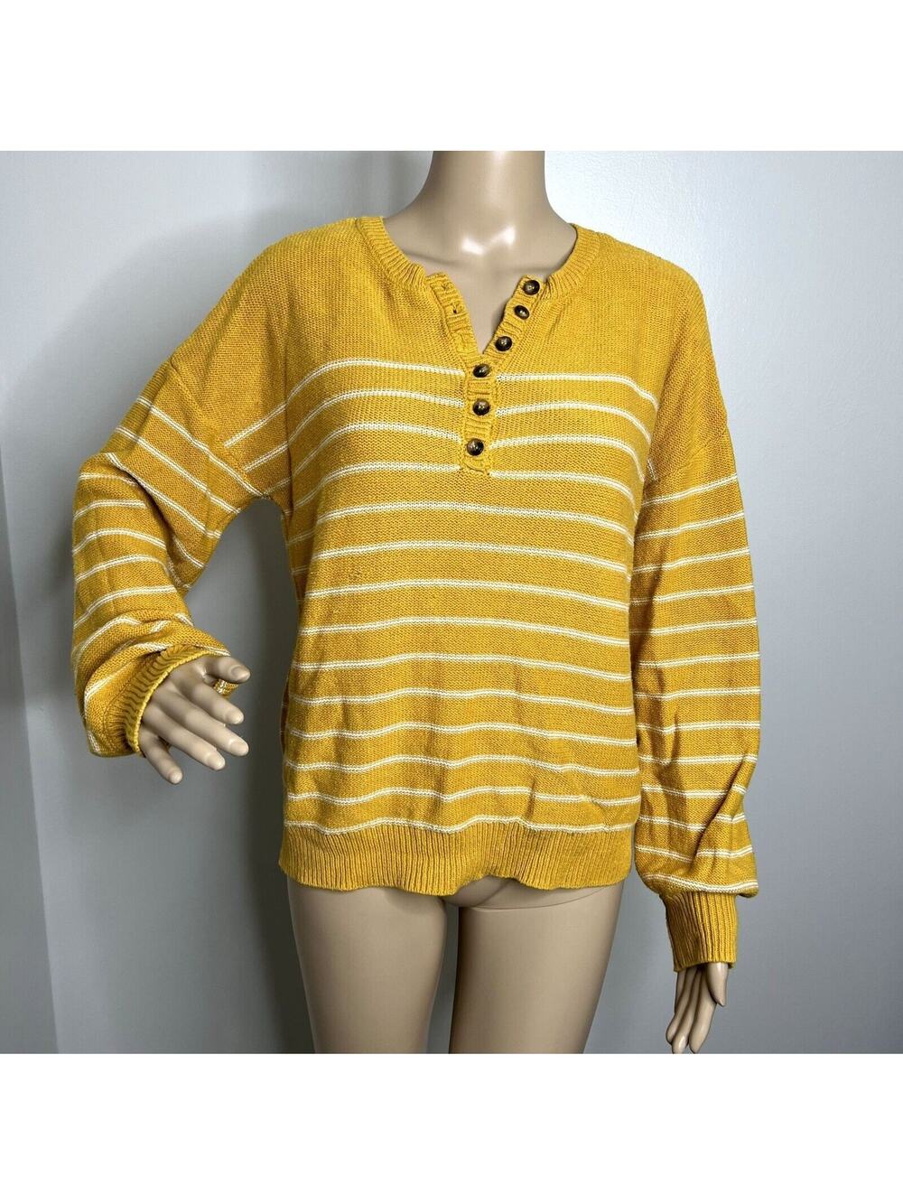Marled Reunited Clothing Yellow Striped Knit Sweater
